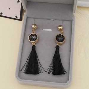 Ball Detail Tassel Drop Earrings